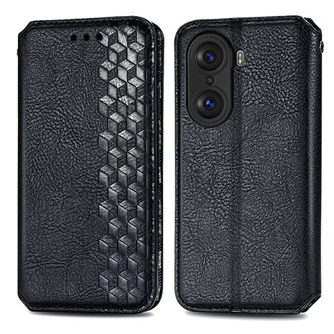 Funda de Cuero Cartera con Soporte Carcasa S01D para Huawei Honor 60 5G Negro