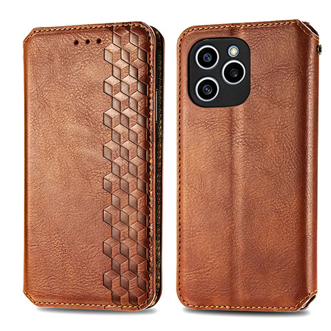 Funda de Cuero Cartera con Soporte Carcasa S01D para Huawei Honor 60 SE 5G Marron