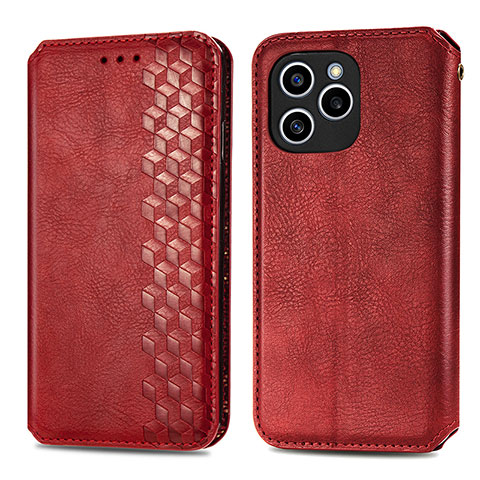 Funda de Cuero Cartera con Soporte Carcasa S01D para Huawei Honor 60 SE 5G Rojo