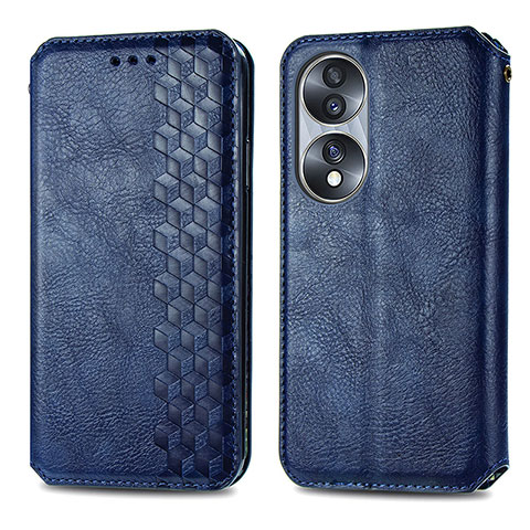 Funda de Cuero Cartera con Soporte Carcasa S01D para Huawei Honor 70 5G Azul