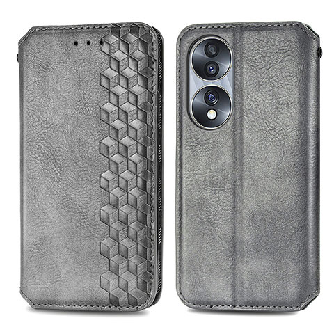 Funda de Cuero Cartera con Soporte Carcasa S01D para Huawei Honor 70 5G Gris