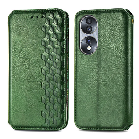 Funda de Cuero Cartera con Soporte Carcasa S01D para Huawei Honor 70 5G Verde