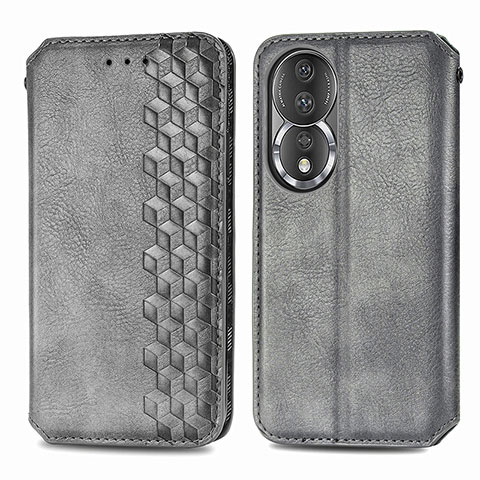 Funda de Cuero Cartera con Soporte Carcasa S01D para Huawei Honor 80 5G Gris