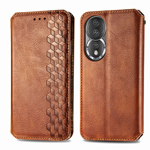 Funda de Cuero Cartera con Soporte Carcasa S01D para Huawei Honor 80 5G Marron