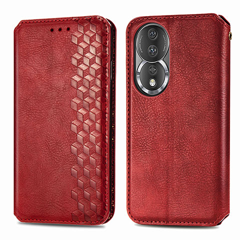 Funda de Cuero Cartera con Soporte Carcasa S01D para Huawei Honor 80 5G Rojo