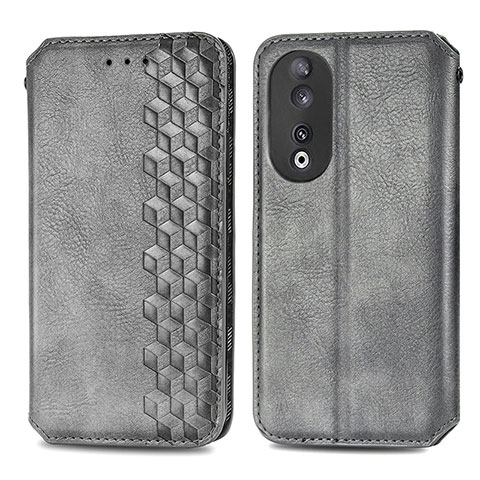 Funda de Cuero Cartera con Soporte Carcasa S01D para Huawei Honor 90 5G Gris