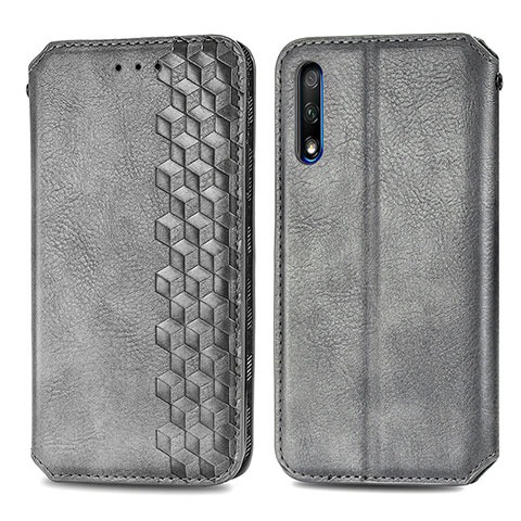 Funda de Cuero Cartera con Soporte Carcasa S01D para Huawei Honor 9X Gris