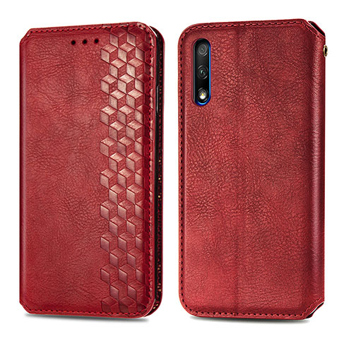 Funda de Cuero Cartera con Soporte Carcasa S01D para Huawei Honor 9X Rojo