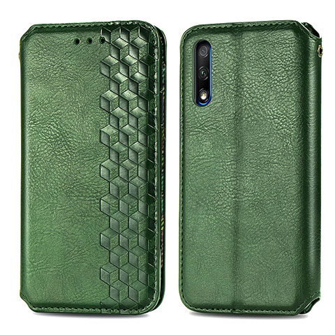 Funda de Cuero Cartera con Soporte Carcasa S01D para Huawei Honor 9X Verde