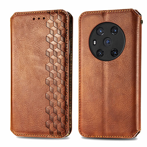 Funda de Cuero Cartera con Soporte Carcasa S01D para Huawei Honor Magic3 5G Marron