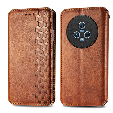 Funda de Cuero Cartera con Soporte Carcasa S01D para Huawei Honor Magic5 5G Marron