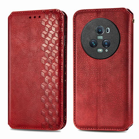 Funda de Cuero Cartera con Soporte Carcasa S01D para Huawei Honor Magic5 Pro 5G Rojo