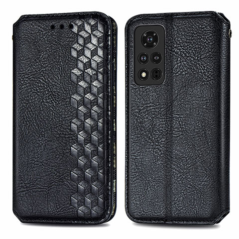 Funda de Cuero Cartera con Soporte Carcasa S01D para Huawei Honor V40 5G Negro