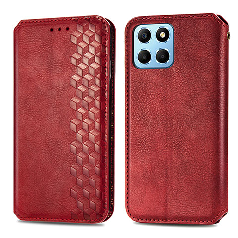 Funda de Cuero Cartera con Soporte Carcasa S01D para Huawei Honor X6 5G Rojo