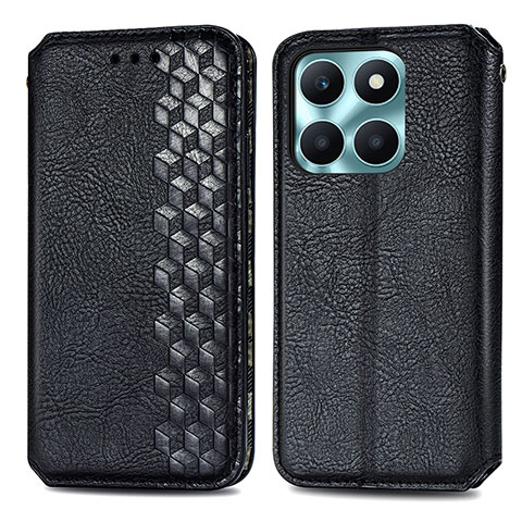 Funda de Cuero Cartera con Soporte Carcasa S01D para Huawei Honor X6a Negro