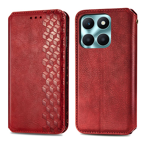 Funda de Cuero Cartera con Soporte Carcasa S01D para Huawei Honor X6a Rojo