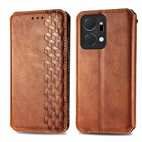 Funda de Cuero Cartera con Soporte Carcasa S01D para Huawei Honor X7a Marron