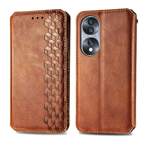 Funda de Cuero Cartera con Soporte Carcasa S01D para Huawei Honor X7b Marron