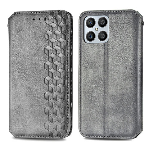 Funda de Cuero Cartera con Soporte Carcasa S01D para Huawei Honor X8 4G Gris