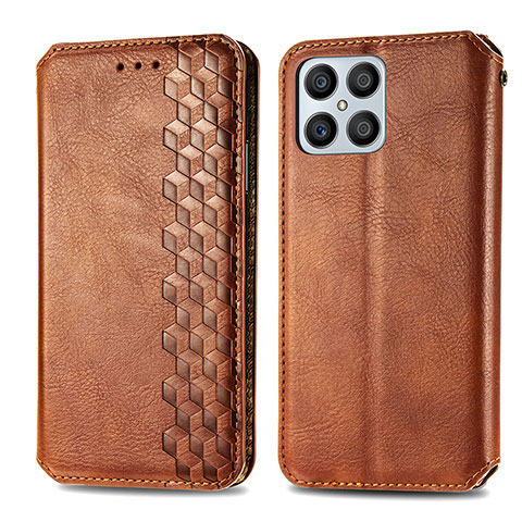 Funda de Cuero Cartera con Soporte Carcasa S01D para Huawei Honor X8 4G Marron