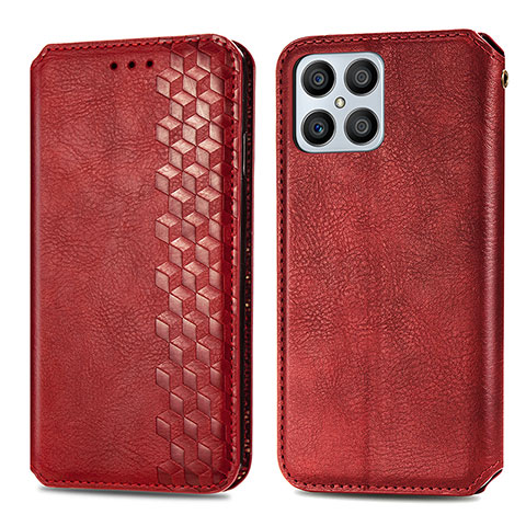 Funda de Cuero Cartera con Soporte Carcasa S01D para Huawei Honor X8 4G Rojo