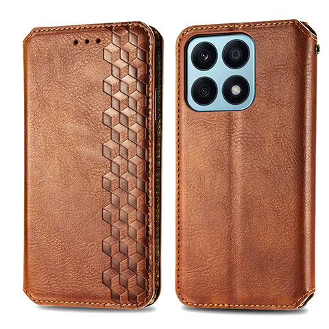 Funda de Cuero Cartera con Soporte Carcasa S01D para Huawei Honor X8a 4G Marron