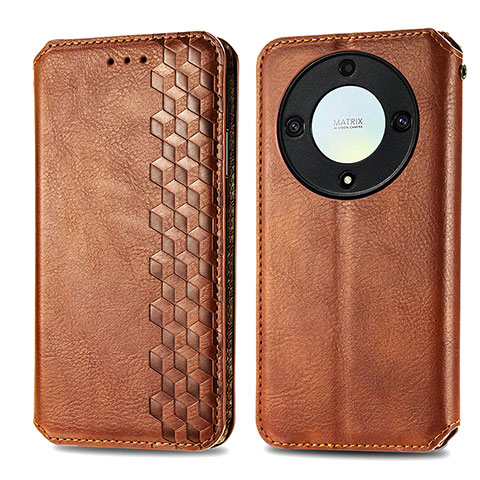 Funda de Cuero Cartera con Soporte Carcasa S01D para Huawei Honor X9a 5G Marron