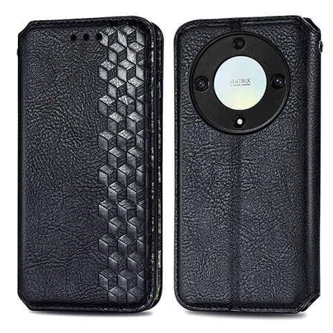 Funda de Cuero Cartera con Soporte Carcasa S01D para Huawei Honor X9a 5G Negro