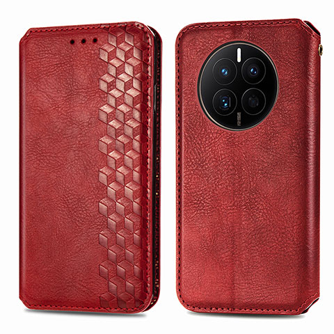 Funda de Cuero Cartera con Soporte Carcasa S01D para Huawei Mate 50 Rojo