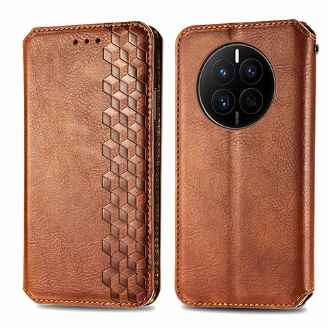 Funda de Cuero Cartera con Soporte Carcasa S01D para Huawei Mate 50E Marron