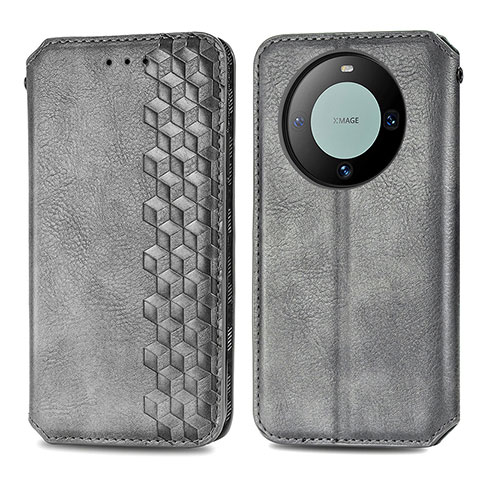 Funda de Cuero Cartera con Soporte Carcasa S01D para Huawei Mate 60 Gris