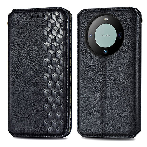 Funda de Cuero Cartera con Soporte Carcasa S01D para Huawei Mate 60 Negro