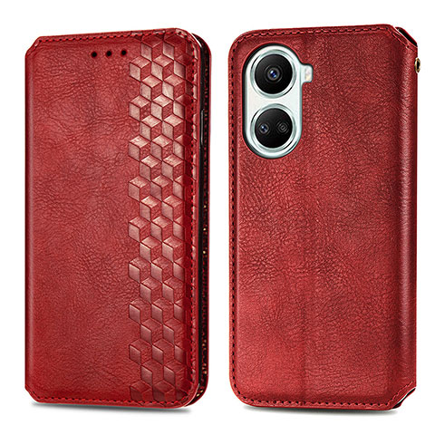 Funda de Cuero Cartera con Soporte Carcasa S01D para Huawei Nova 10 SE Rojo