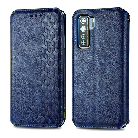 Funda de Cuero Cartera con Soporte Carcasa S01D para Huawei Nova 7 SE 5G Azul