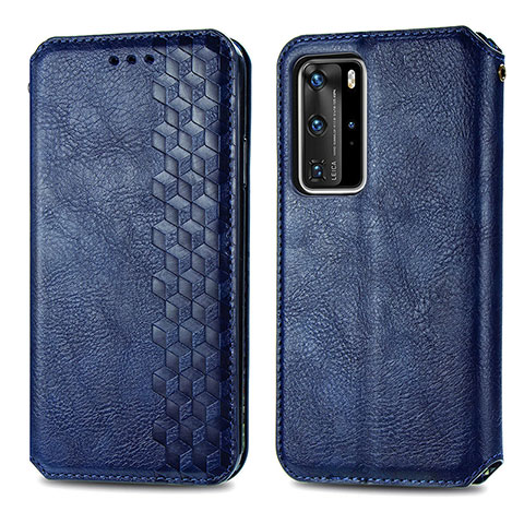 Funda de Cuero Cartera con Soporte Carcasa S01D para Huawei P40 Pro Azul