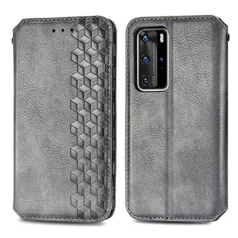 Funda de Cuero Cartera con Soporte Carcasa S01D para Huawei P40 Pro Gris