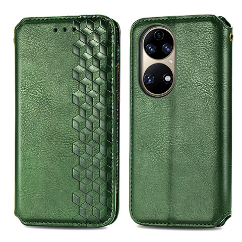 Funda de Cuero Cartera con Soporte Carcasa S01D para Huawei P50e Verde