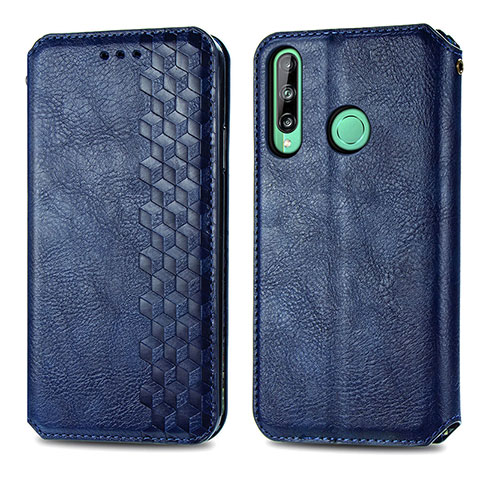 Funda de Cuero Cartera con Soporte Carcasa S01D para Huawei Y7p Azul