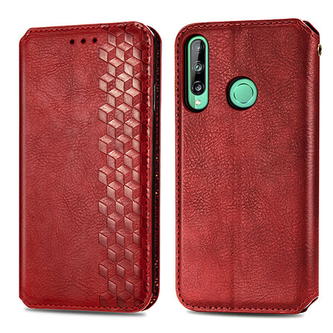 Funda de Cuero Cartera con Soporte Carcasa S01D para Huawei Y7p Rojo