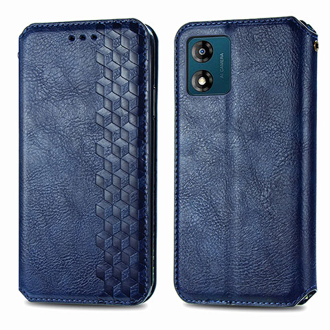 Funda de Cuero Cartera con Soporte Carcasa S01D para Motorola Moto E13 Azul