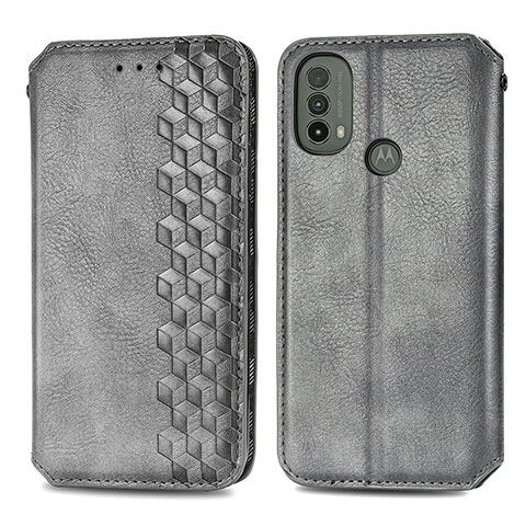 Funda de Cuero Cartera con Soporte Carcasa S01D para Motorola Moto E20 Gris