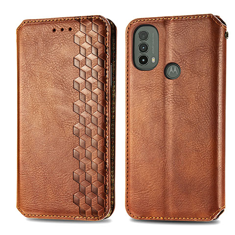 Funda de Cuero Cartera con Soporte Carcasa S01D para Motorola Moto E30 Marron