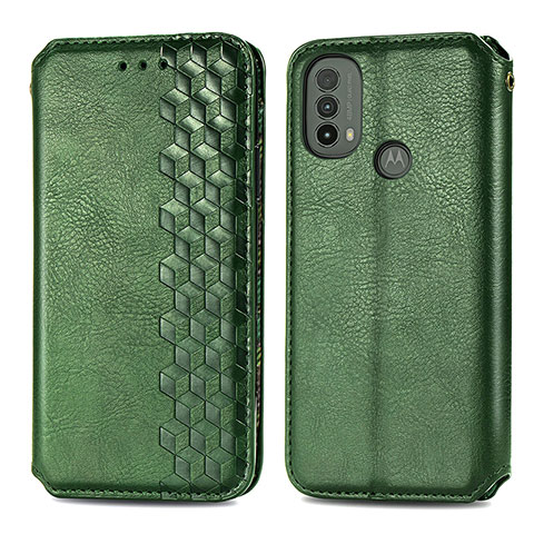 Funda de Cuero Cartera con Soporte Carcasa S01D para Motorola Moto E30 Verde