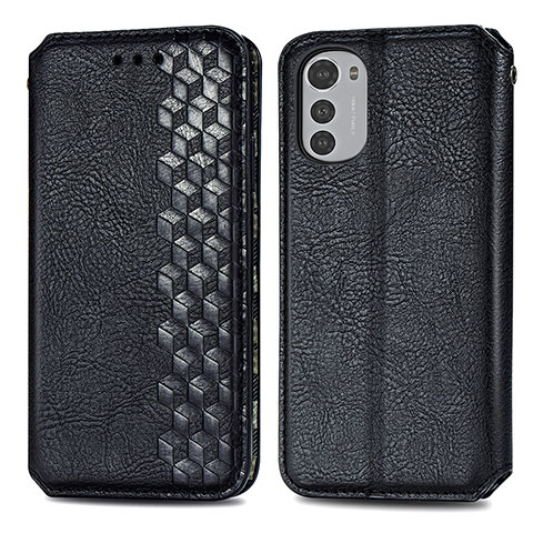 Funda de Cuero Cartera con Soporte Carcasa S01D para Motorola Moto E32 Negro