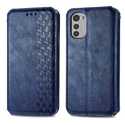 Funda de Cuero Cartera con Soporte Carcasa S01D para Motorola Moto E32s Azul