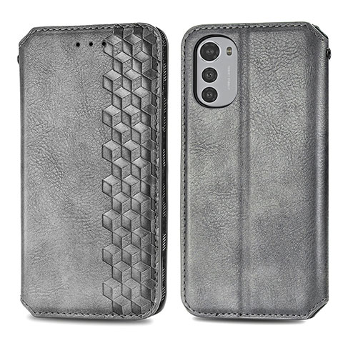 Funda de Cuero Cartera con Soporte Carcasa S01D para Motorola Moto E32s Gris