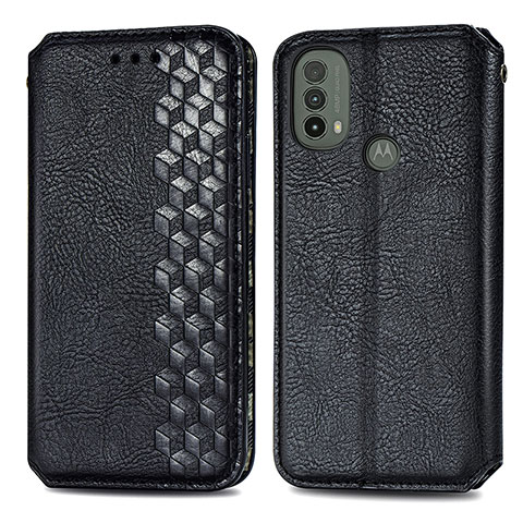 Funda de Cuero Cartera con Soporte Carcasa S01D para Motorola Moto E40 Negro