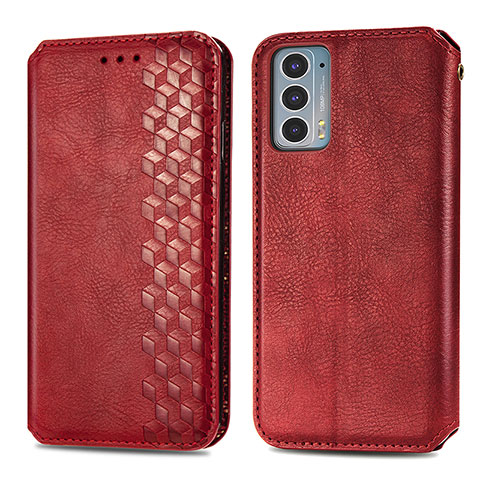 Funda de Cuero Cartera con Soporte Carcasa S01D para Motorola Moto Edge 20 5G Rojo