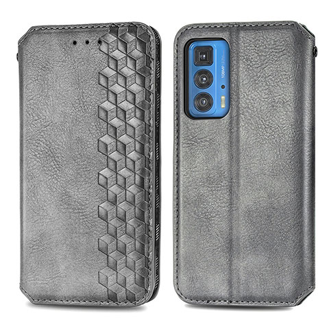 Funda de Cuero Cartera con Soporte Carcasa S01D para Motorola Moto Edge 20 Pro 5G Gris