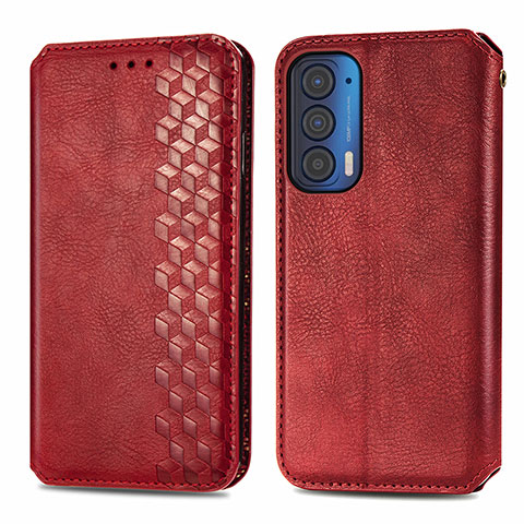 Funda de Cuero Cartera con Soporte Carcasa S01D para Motorola Moto Edge (2021) 5G Rojo